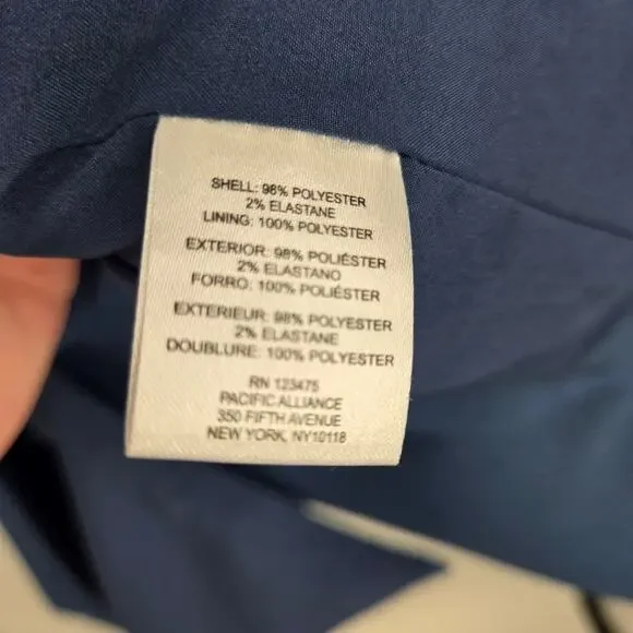 Tahari ASL 2 Belted Trenchcoat Coat Slate Blue Tie Midi Double Breasted Collared - Picture 12 of 12